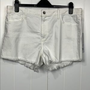Joe’s Jeans The Ozzie Shorts 33 White 4” Cut Off Shorts Fringe Hem Zip/Button